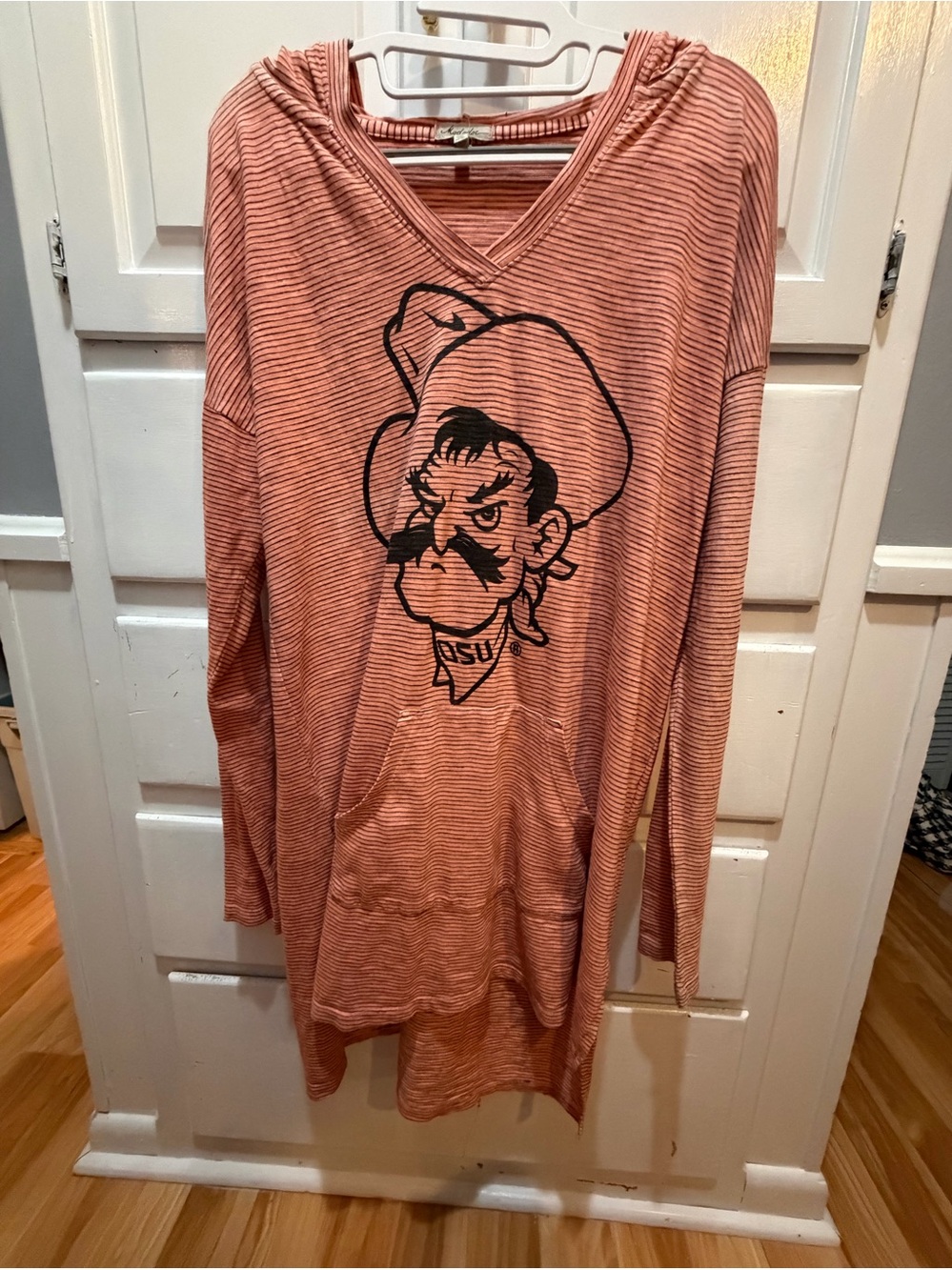 Vintage Oklahoma State Cowboys Womens Tunic Hoodie Shirt Pistol Pete Orange
